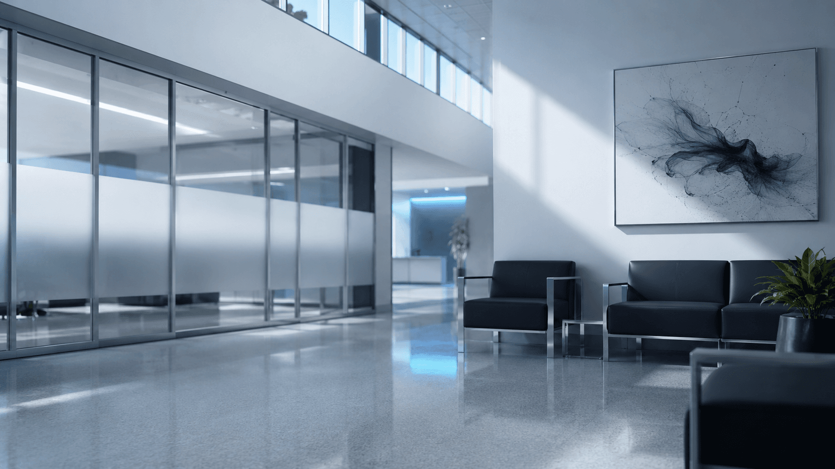 Crown Ridge Facility Services technician disinfecting a medical reception area