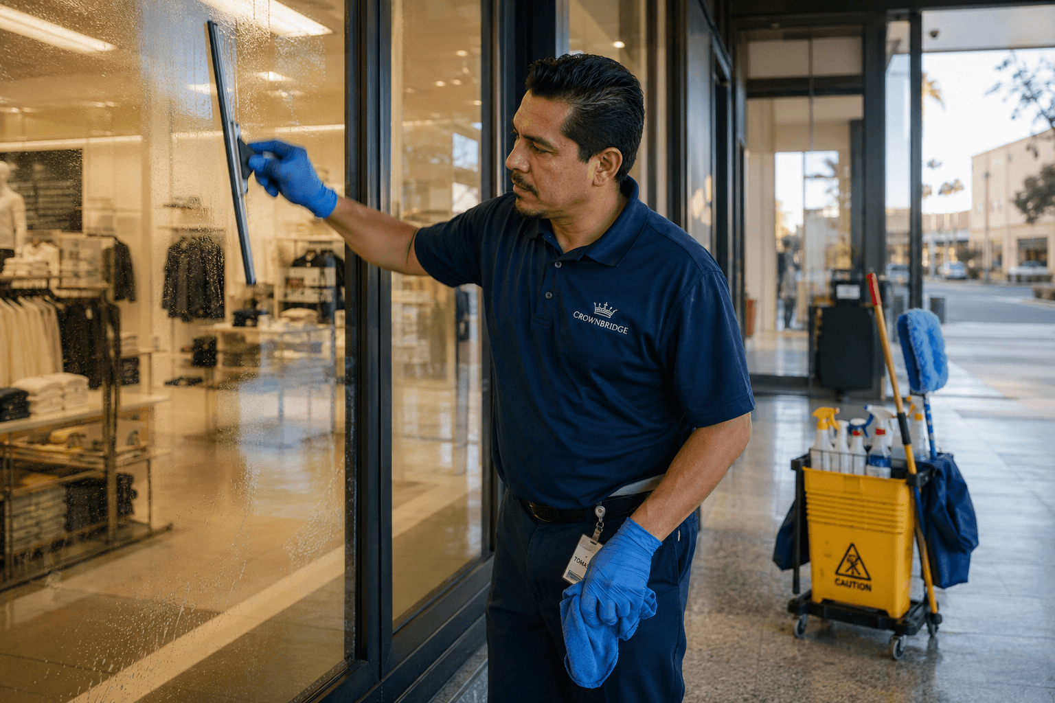 Crown Ridge Facility Services retail storefront window cleaning