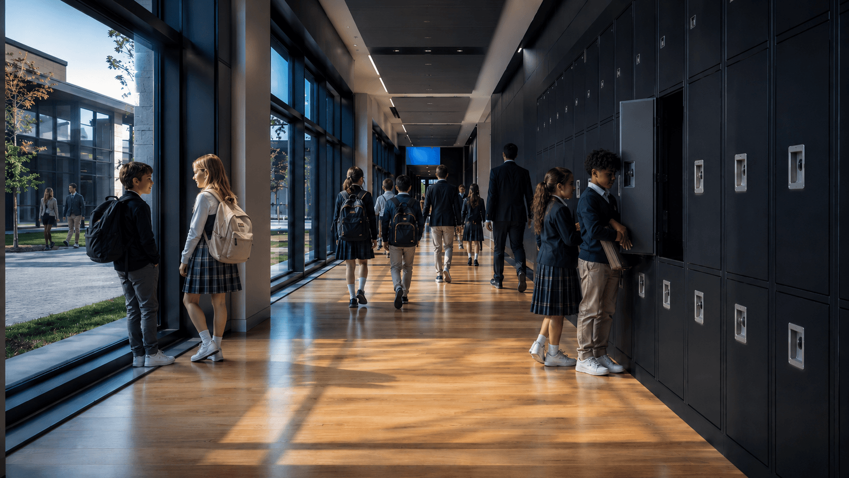 Crown Ridge Facility Services school hallway cleaning