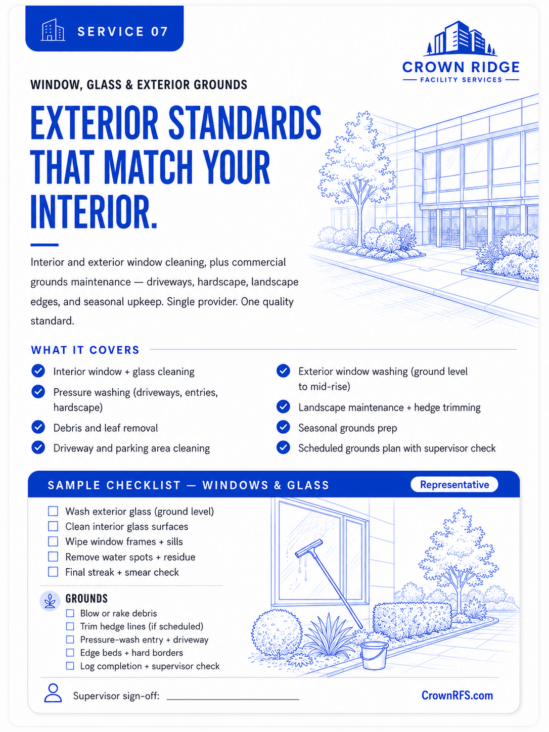 Window, Glass & Exterior Grounds: Exterior standards that match your interior.