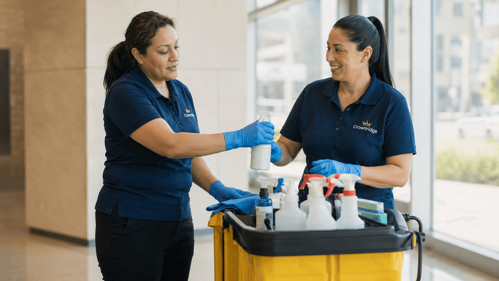 Crown Ridge Facility Services janitorial team at work