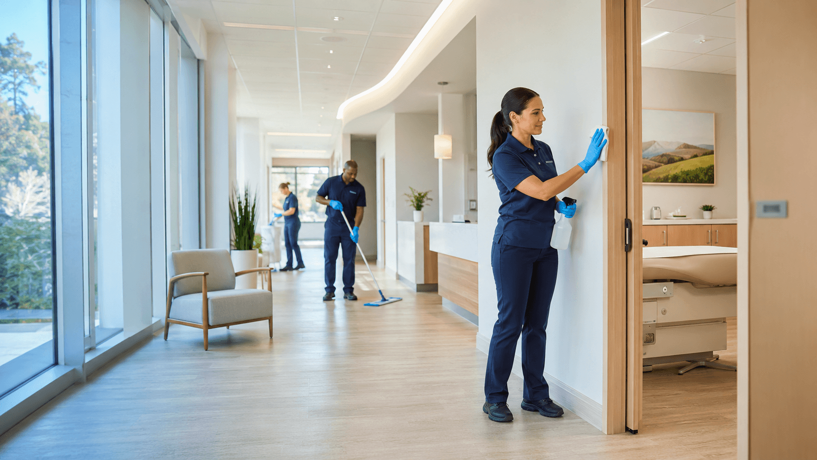 Crown Ridge Facility Services cleaning a medical clinic reception