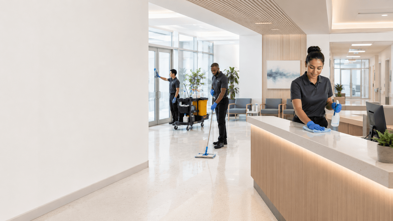 Crown Ridge Facility Services commercial reception area cleaning