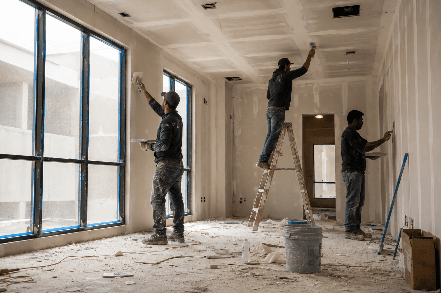 Crown Ridge Facility Services post-construction drywall cleanup