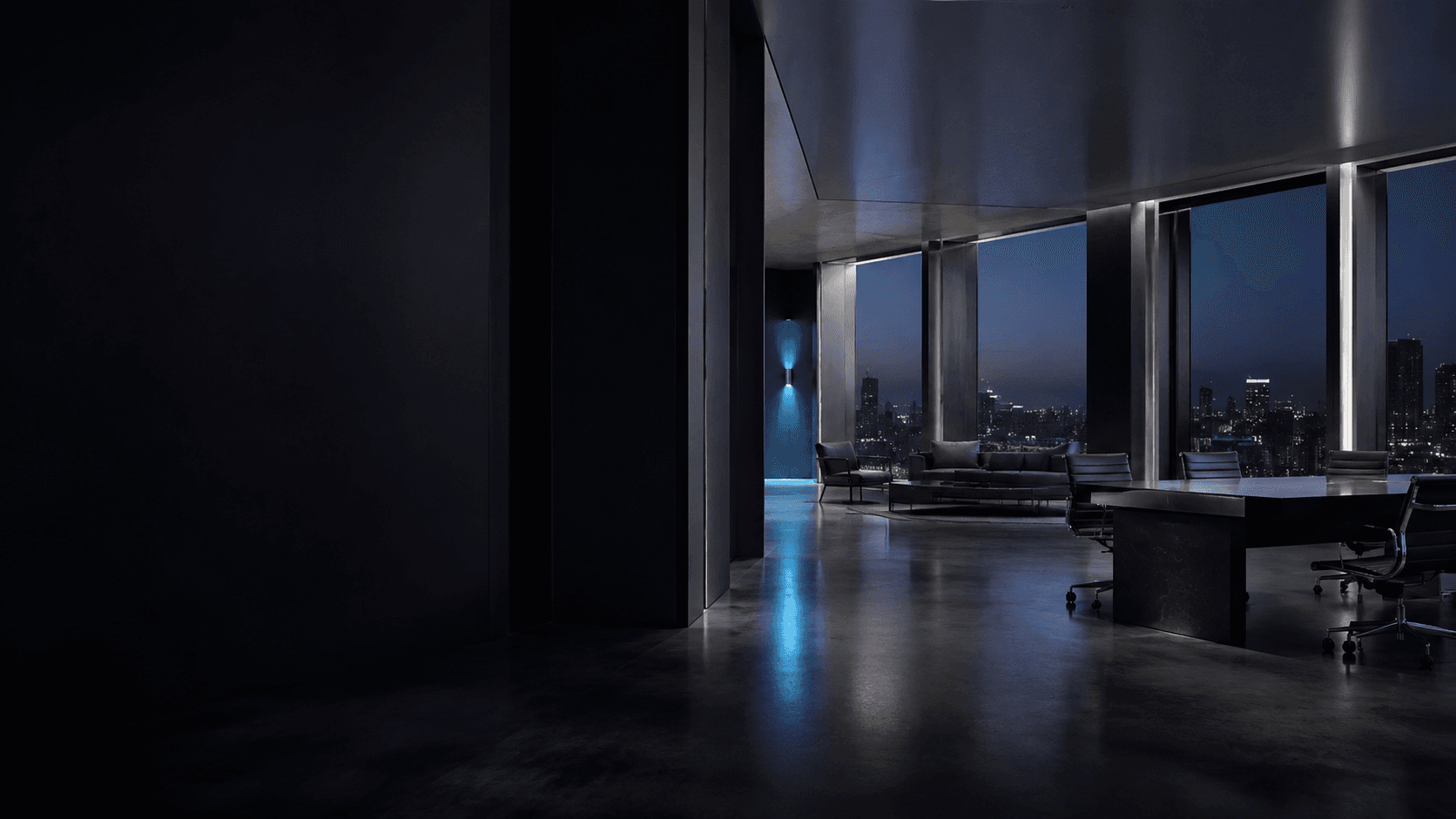 Premium law office at dusk — Crown Ridge Facility Services client environment